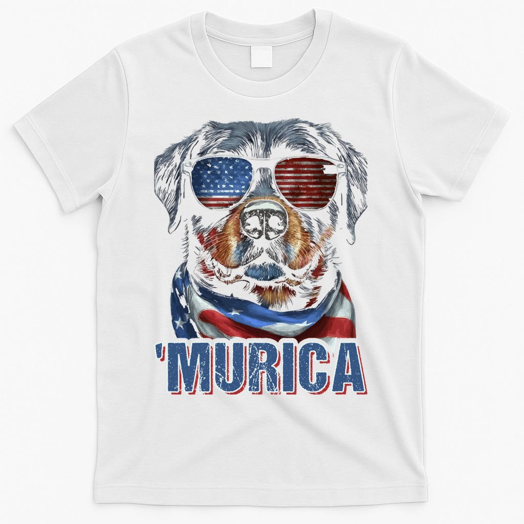 Murica Patriotic Rottweiler 4th Of July Dog T-Shirt