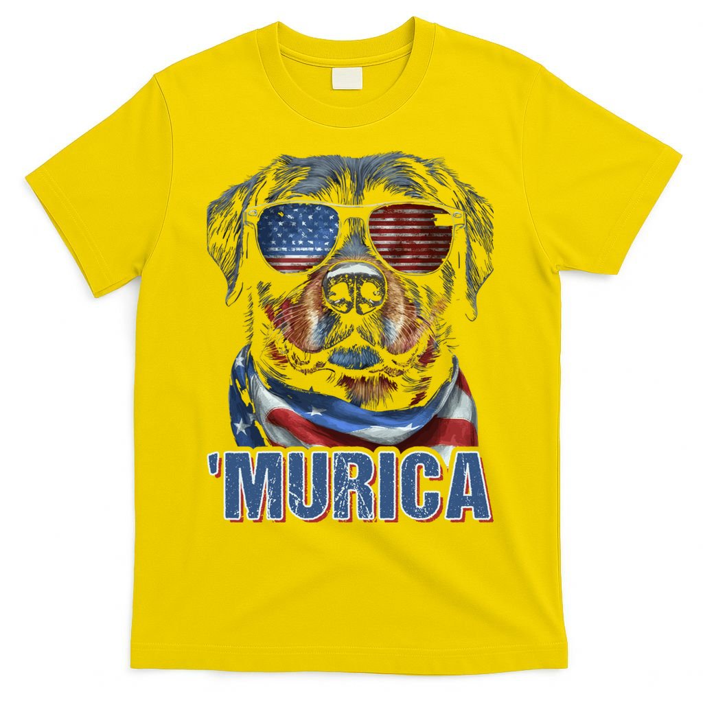 Murica Patriotic Rottweiler 4th Of July Dog T-Shirt
