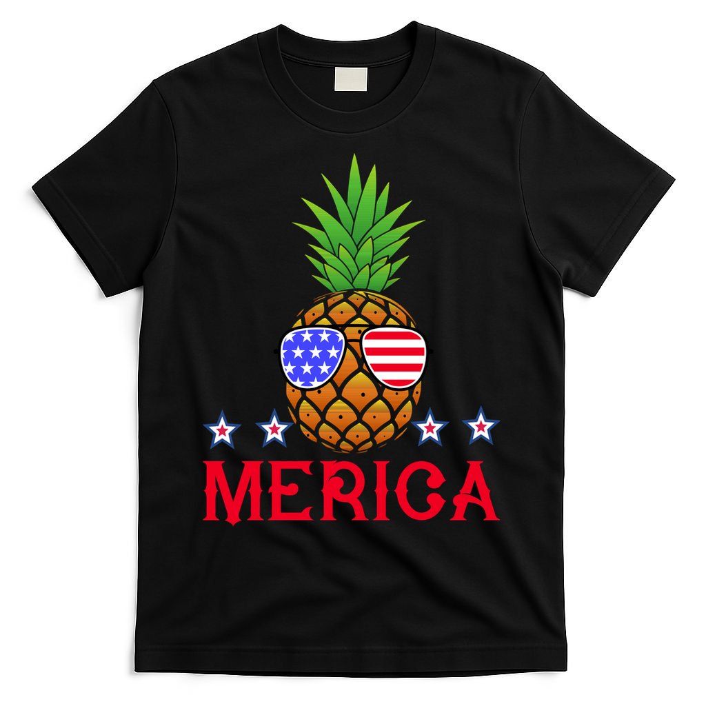 Merica Pineapple Shade Stars And Stripes Funny 4th Of July USA T-Shirt