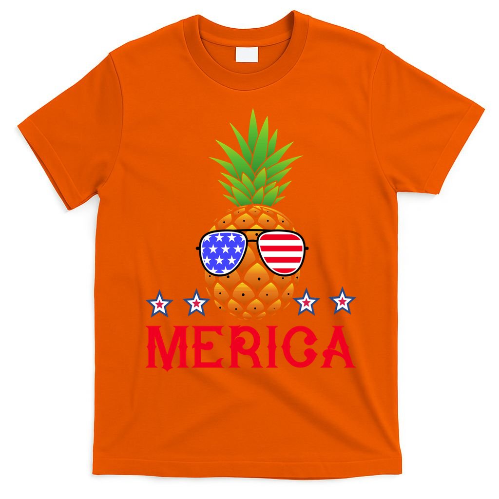 Merica Pineapple Shade Stars And Stripes Funny 4th Of July USA T-Shirt