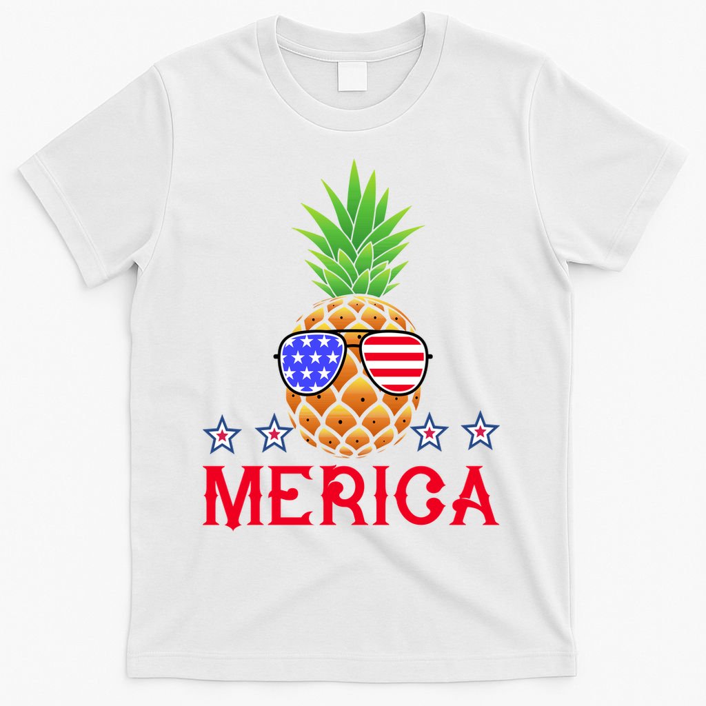 Merica Pineapple Shade Stars And Stripes Funny 4th Of July USA T-Shirt