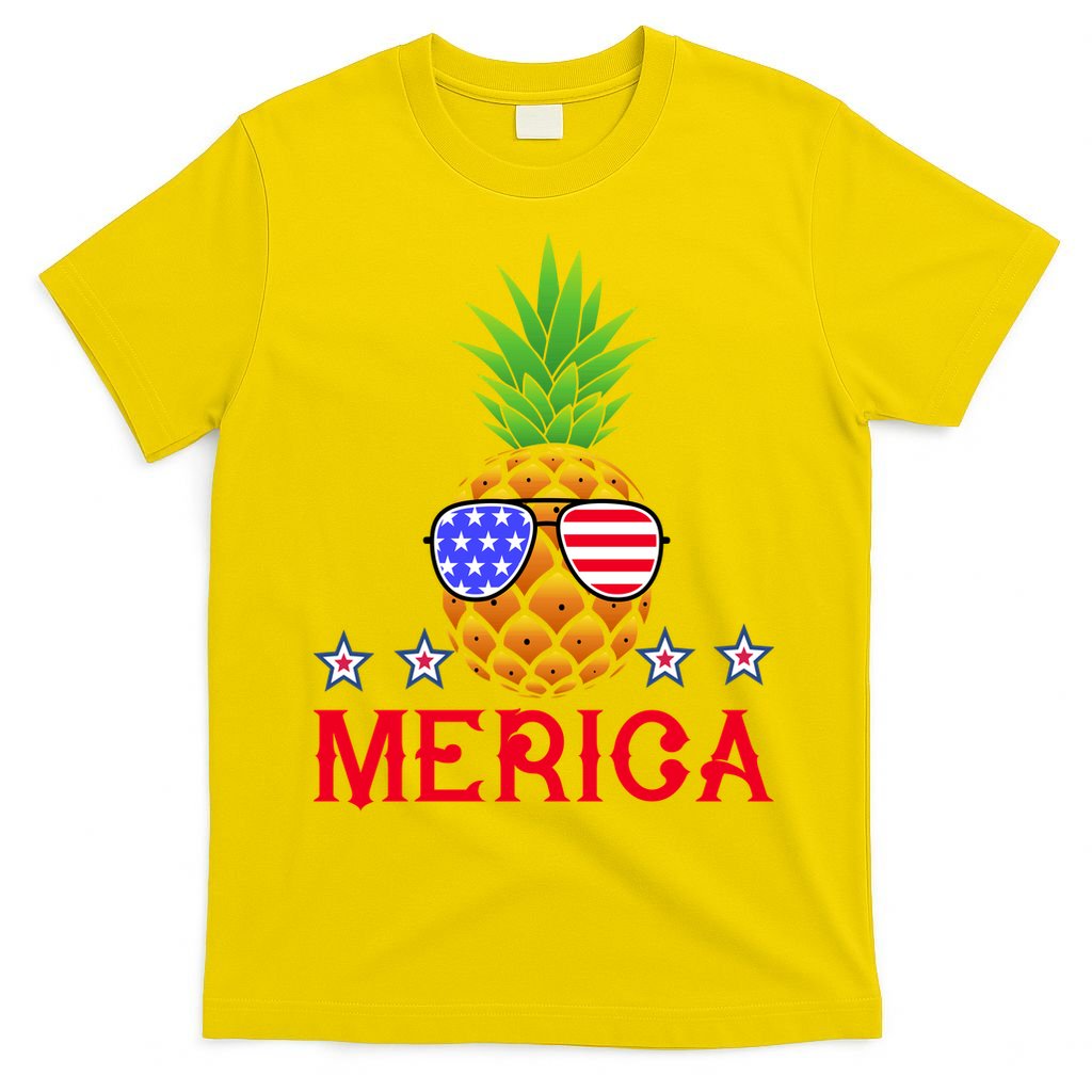 Merica Pineapple Shade Stars And Stripes Funny 4th Of July USA T-Shirt
