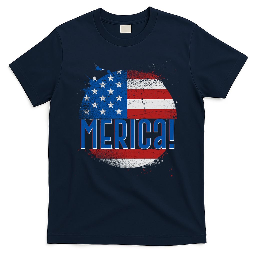 Merica Paint Splatter American USA Flag T-Shirt