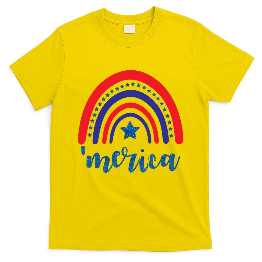Merica Rainbow Patriotic 4th Of July T-Shirt