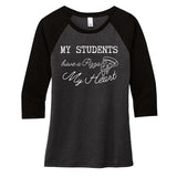 My Students Have A Pizza My Heart Teacher Valentine Women's Tri-Blend 3/4-Sleeve Raglan Shirt