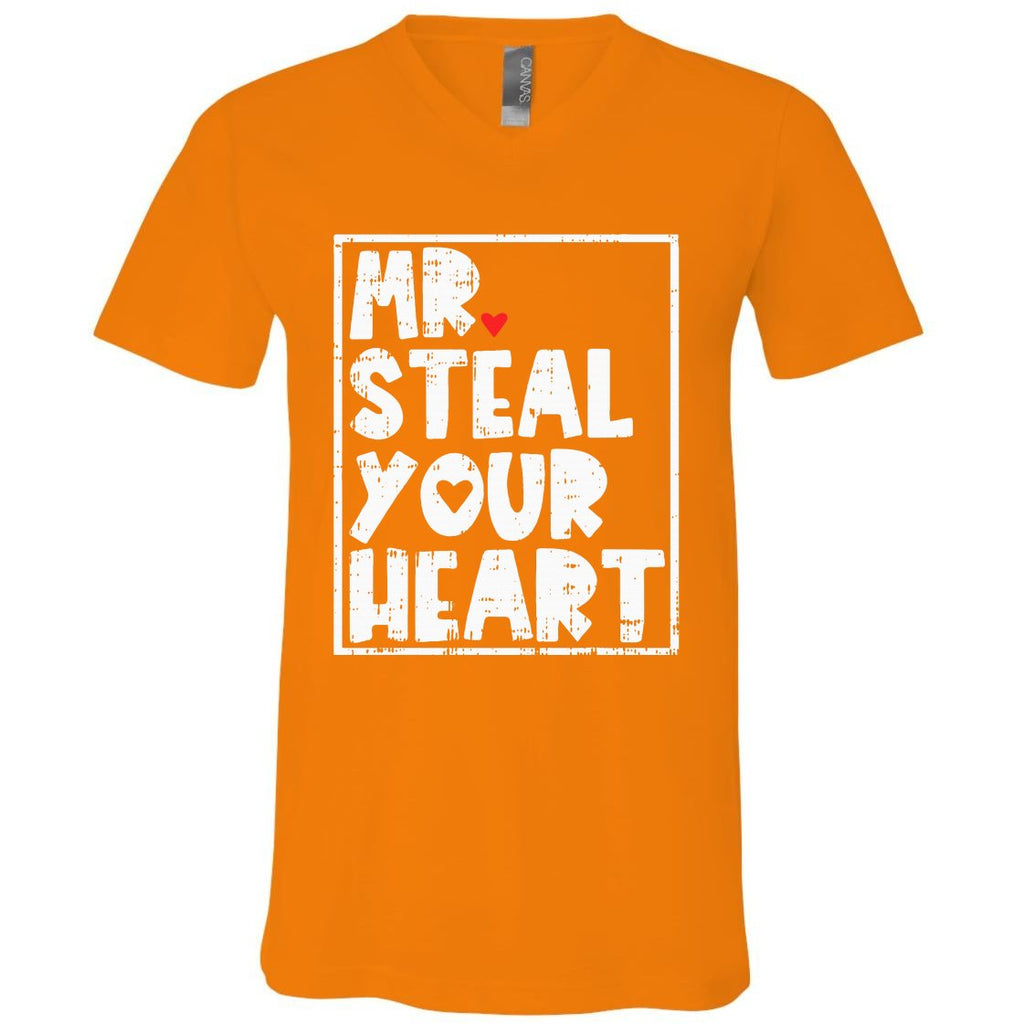 Mr Steal Your Heart Valentines Day Funny Vday V-Neck T-Shirt