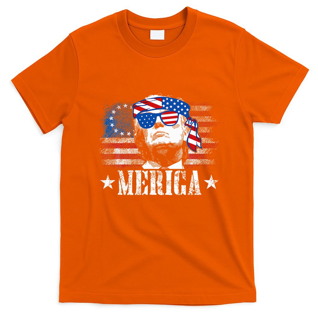 Merica Trump 4th Of July Us American Flag T-Shirt