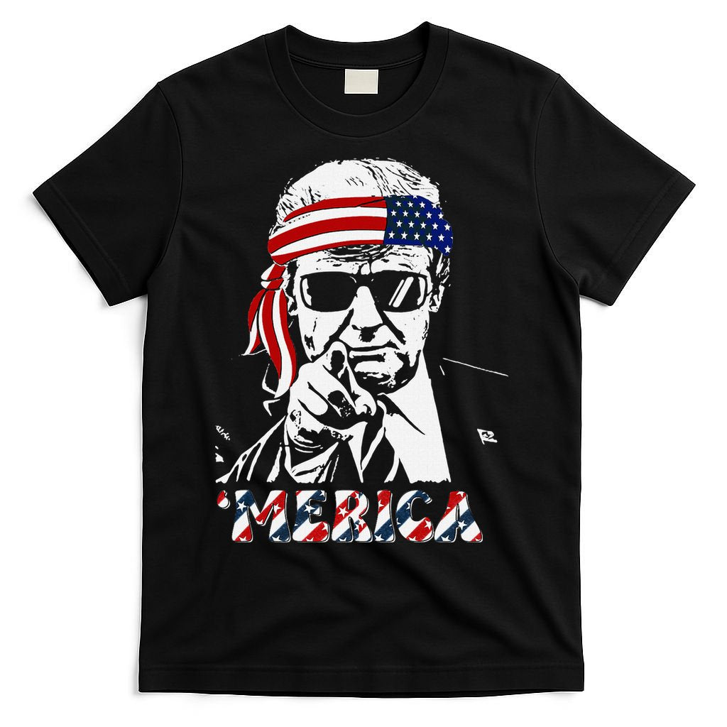 Merica Trump Happy American Flag T-Shirt