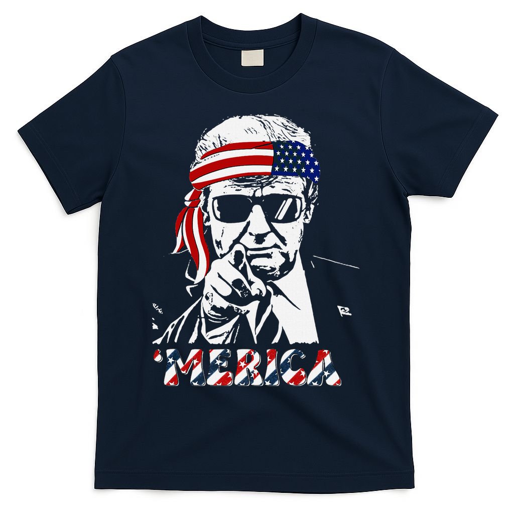 Merica Trump Happy American Flag T-Shirt