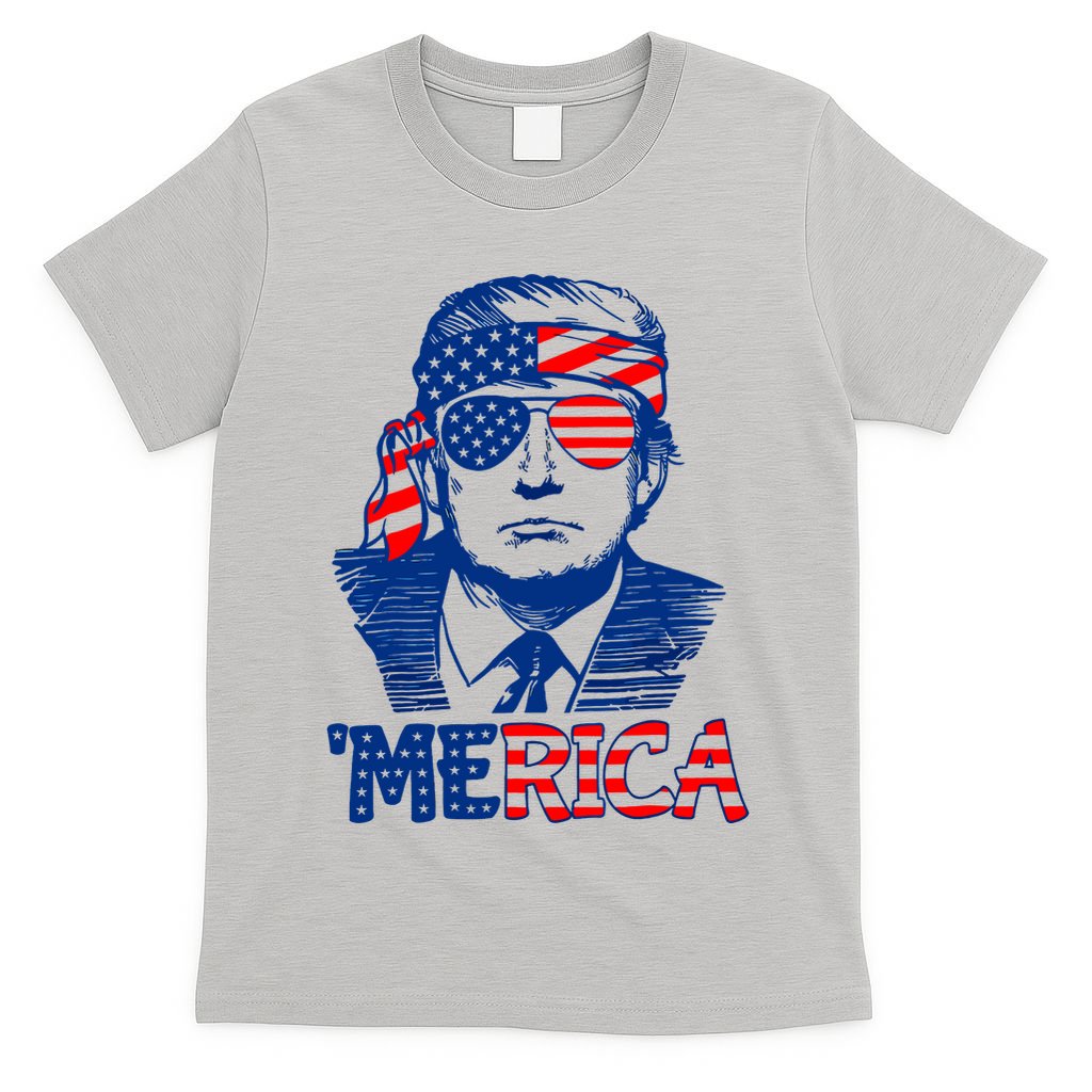 Merica Trump Happy 4th Of July Trump American Flag Fun T-Shirt
