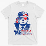 Merica Trump Happy 4th Of July Trump American Flag Fun T-Shirt