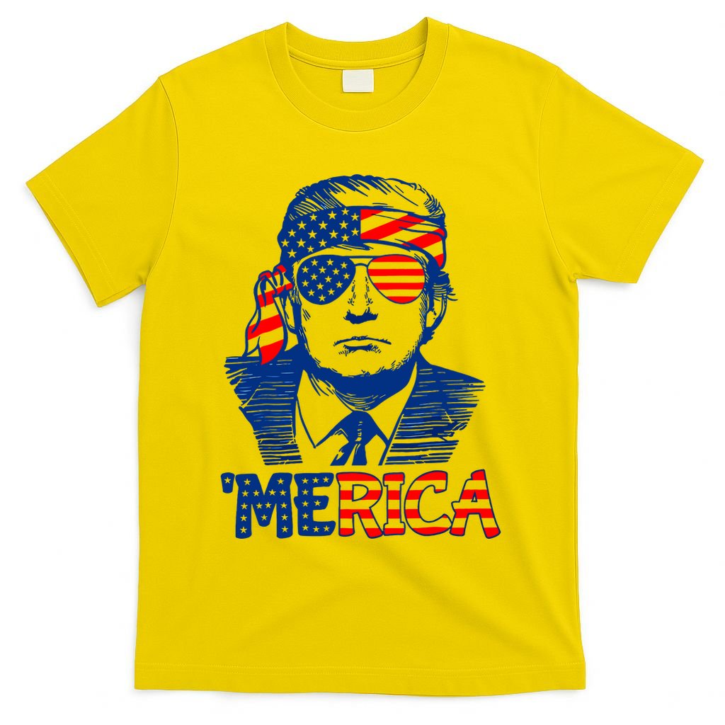 Merica Trump Happy 4th Of July Trump American Flag Fun T-Shirt