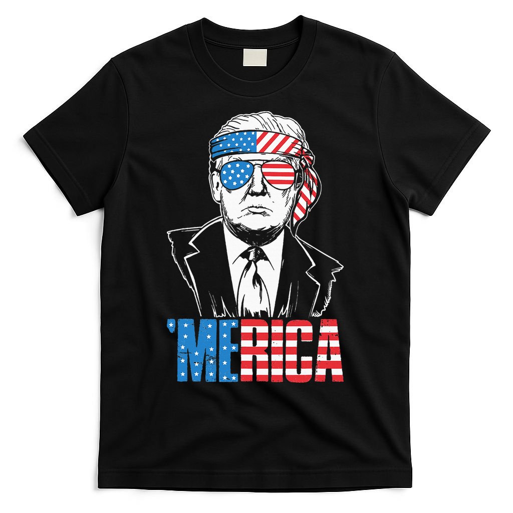 Merica Trump Happy 4th Of July Trump American Flag T-Shirt