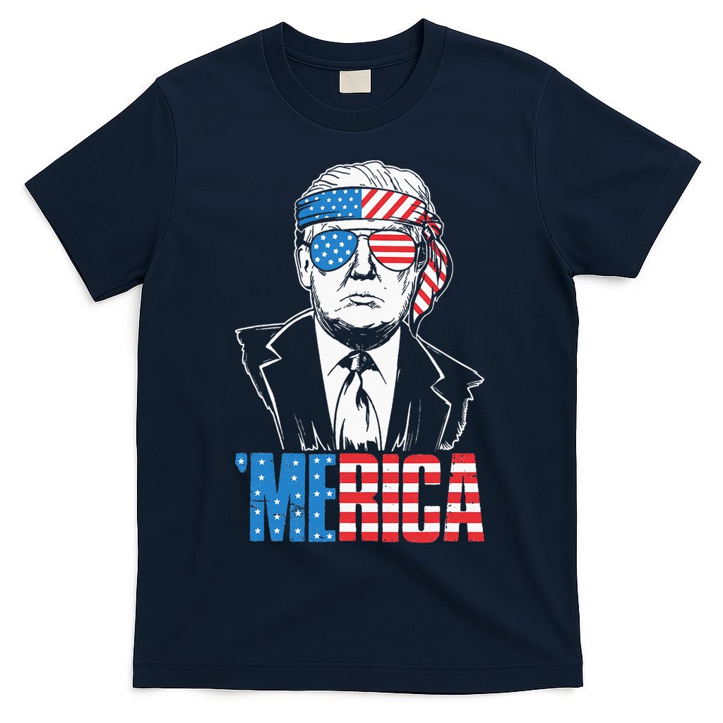 Merica Trump Happy 4th Of July Trump American Flag T-Shirt