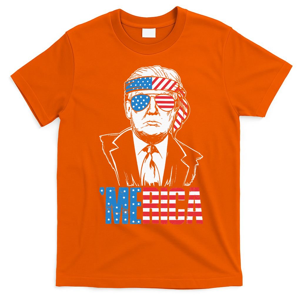Merica Trump Happy 4th Of July Trump American Flag T-Shirt