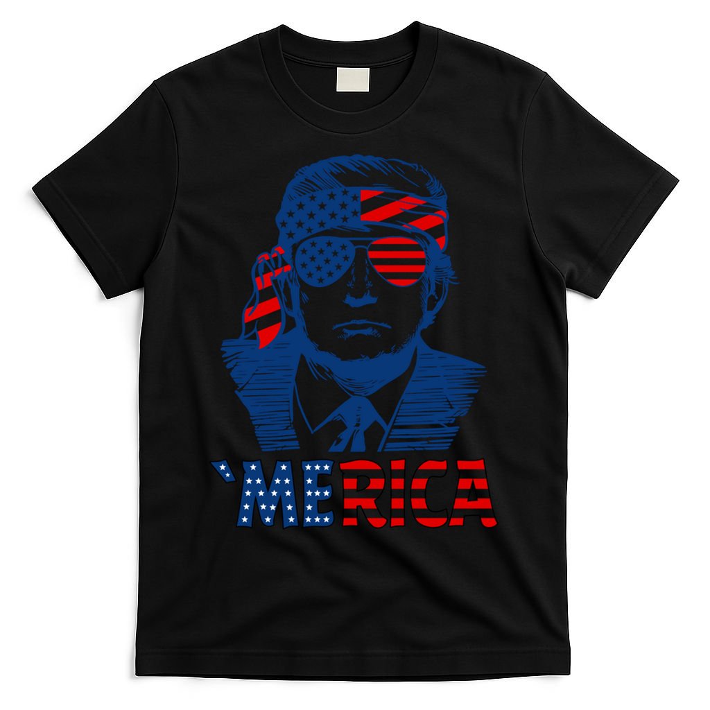 Merica Trump Happy 4th Of July Trump Patriot American Flag Gift T-Shirt
