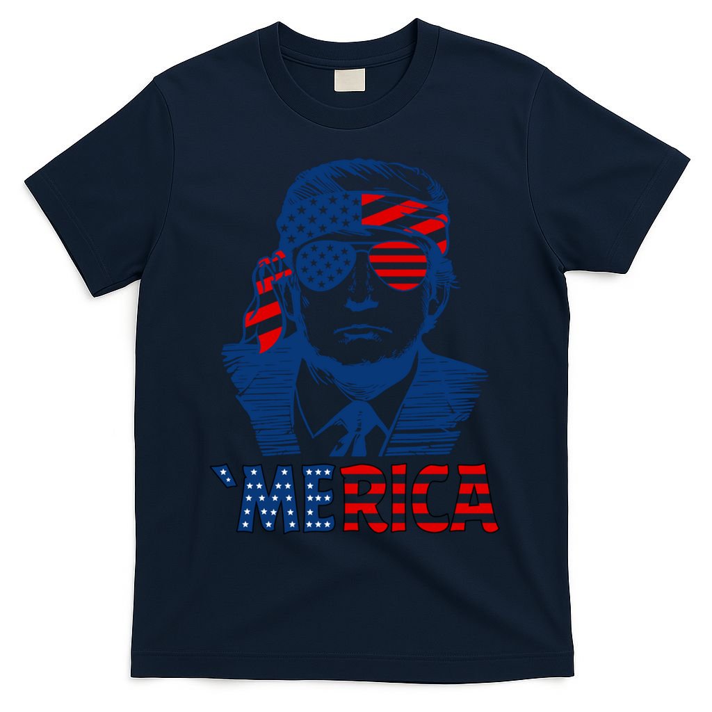Merica Trump Happy 4th Of July Trump Patriot American Flag Gift T-Shirt