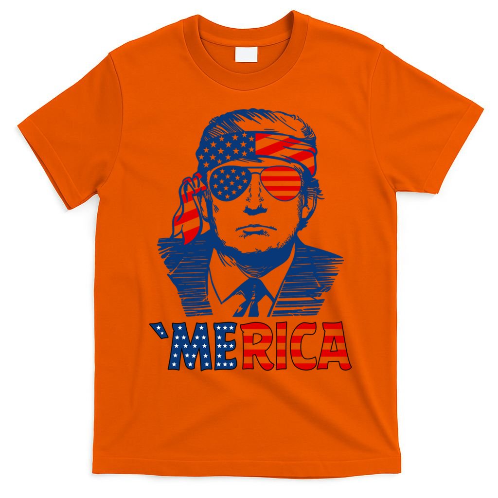 Merica Trump Happy 4th Of July Trump Patriot American Flag Gift T-Shirt