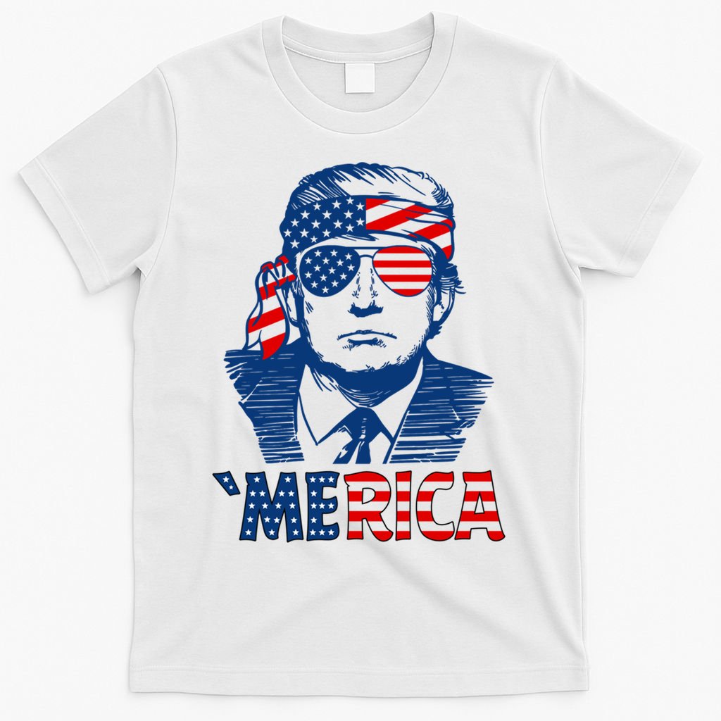 Merica Trump Happy 4th Of July Trump Patriot American Flag Gift T-Shirt