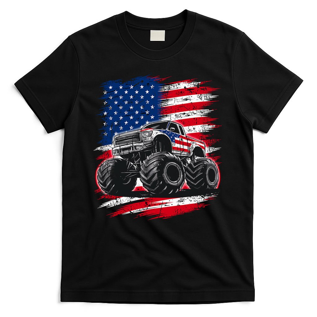 Monster Truck Usa Flag American T-Shirt