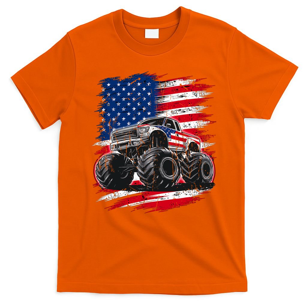 Monster Truck Usa Flag American T-Shirt