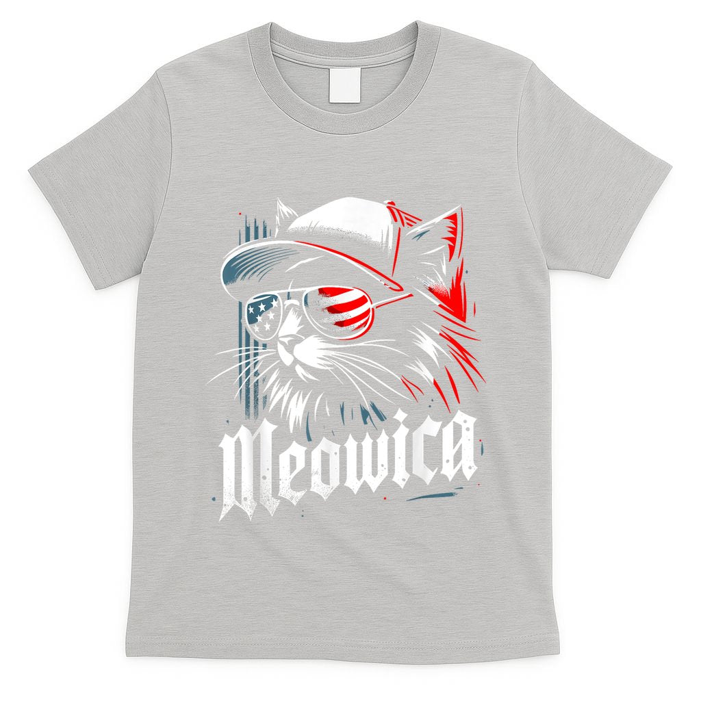 Meowica Usa Merica Cat 4th Of July Funny Patriotic T-Shirt