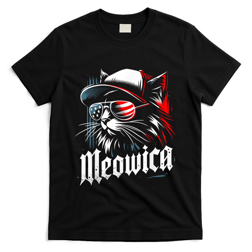 Meowica Usa Merica Cat 4th Of July Funny Patriotic T-Shirt
