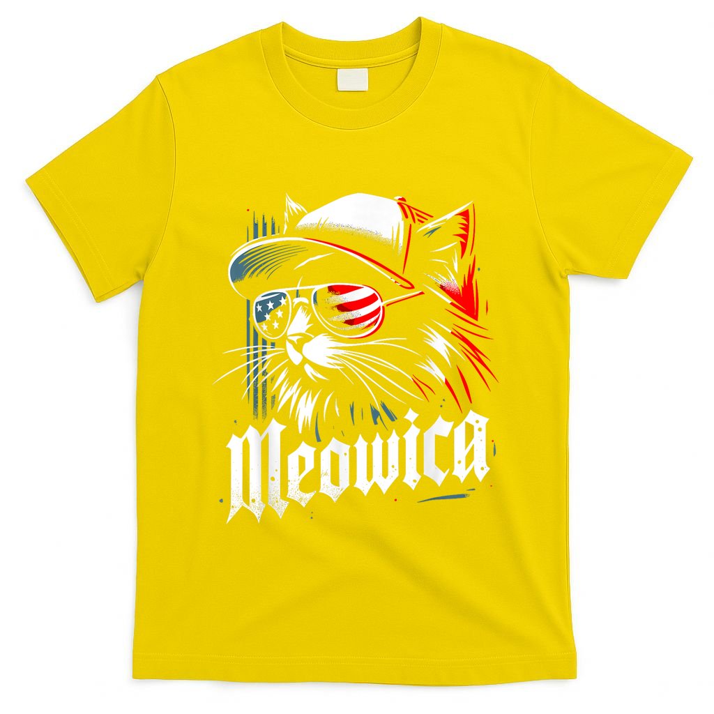 Meowica Usa Merica Cat 4th Of July Funny Patriotic T-Shirt