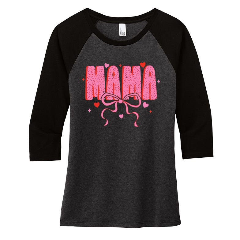 Mama Valentine Mama Love Women's Tri-Blend 3/4-Sleeve Raglan Shirt
