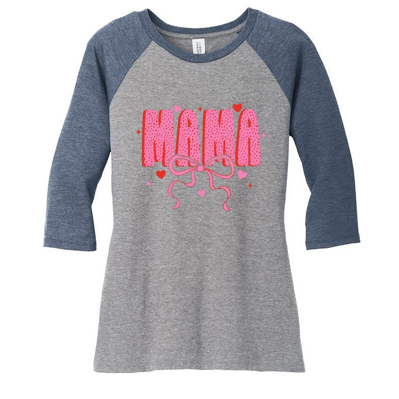 Mama Valentine Mama Love Women's Tri-Blend 3/4-Sleeve Raglan Shirt