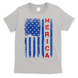 Merica Vintage USA Flag Stars And Stripes Funny 4th Of July T-Shirt