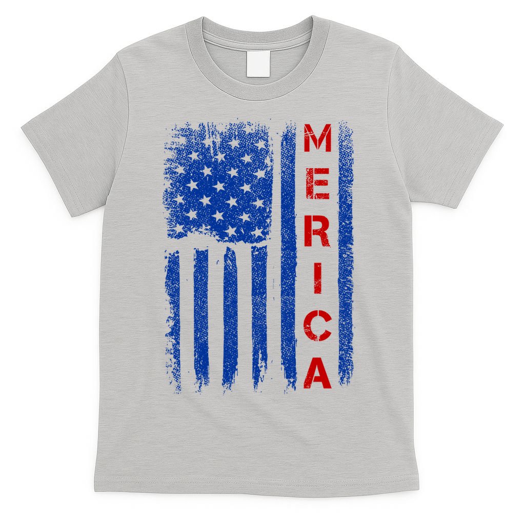 Merica Vintage USA Flag Stars And Stripes Funny 4th Of July T-Shirt