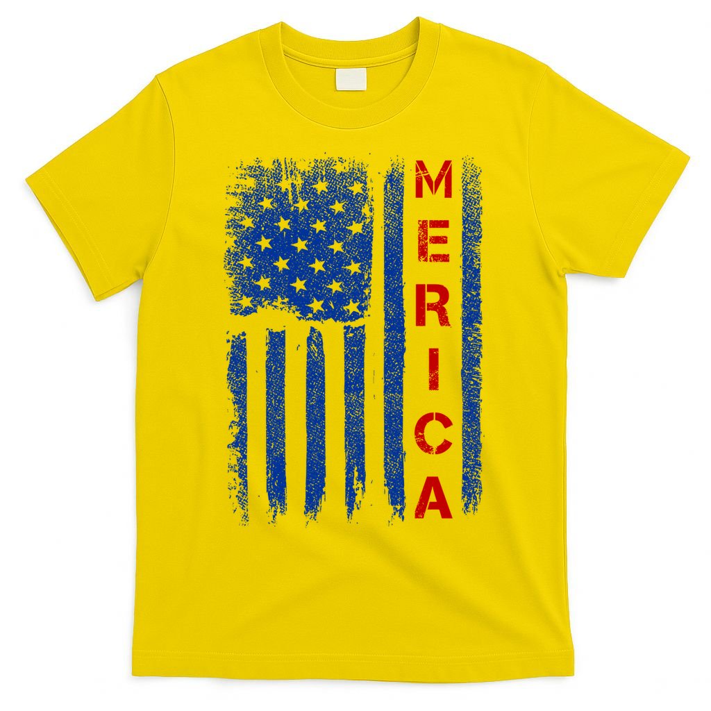 Merica Vintage USA Flag Stars And Stripes Funny 4th Of July T-Shirt