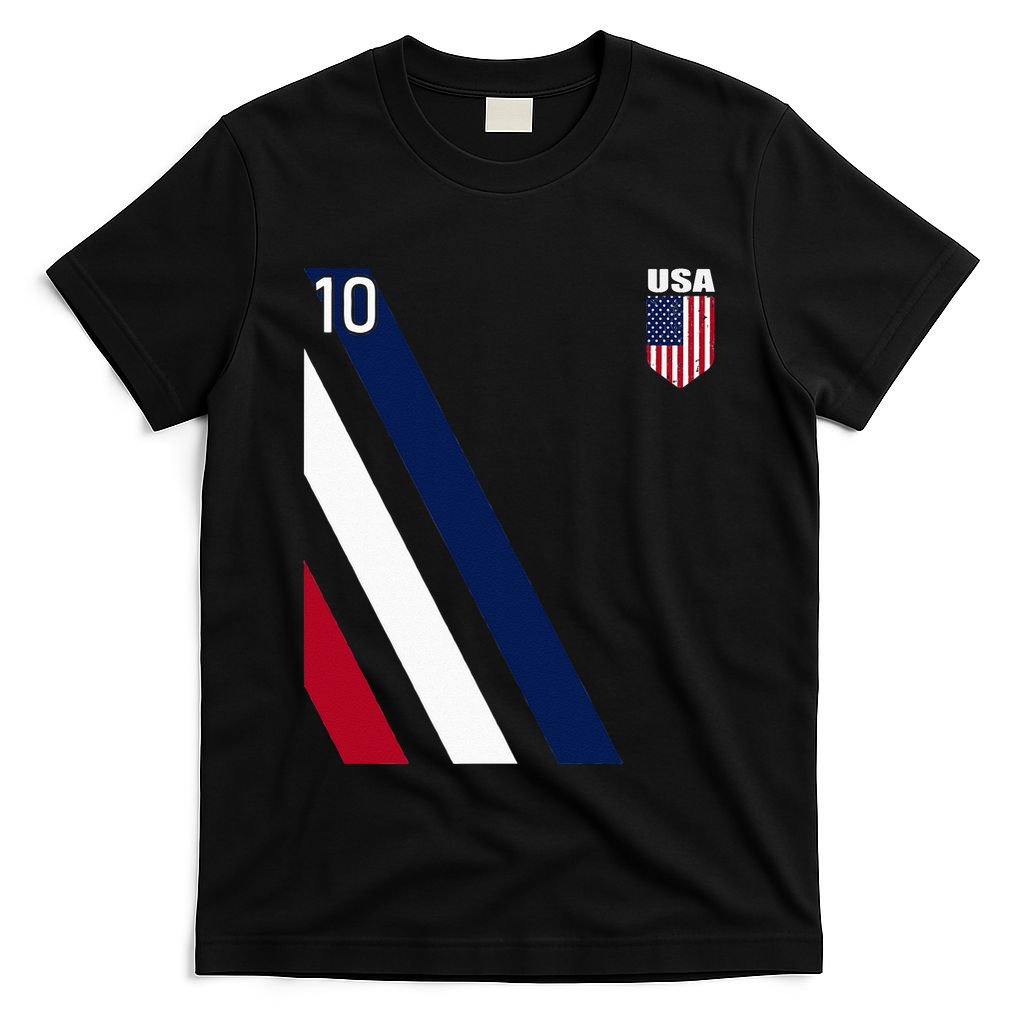 National American Flag Soccer USA Jersey Fan 10 Football USA T-Shirt