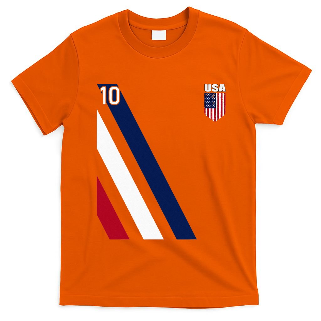 National American Flag Soccer USA Jersey Fan 10 Football USA T-Shirt