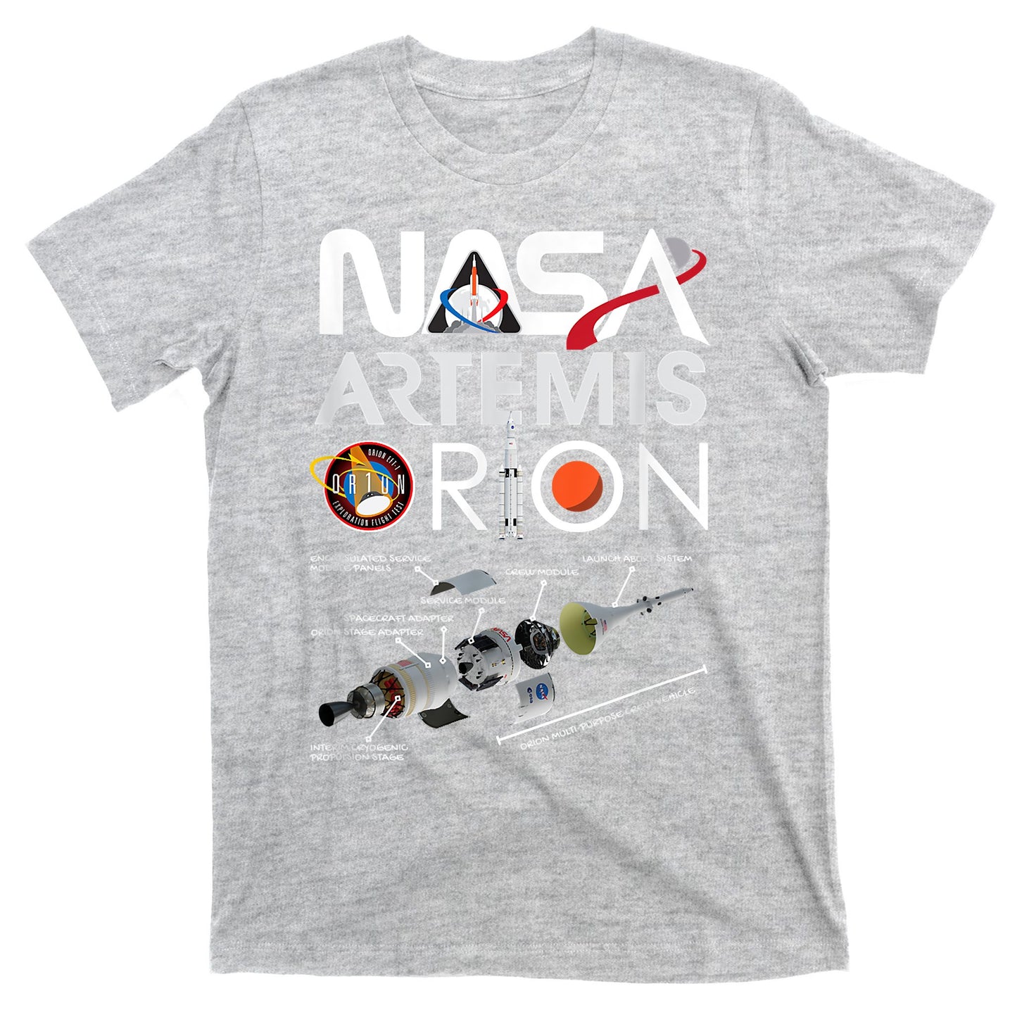 Nasa Artemis Orion Space Launch System SLS Schematics T-Shirt