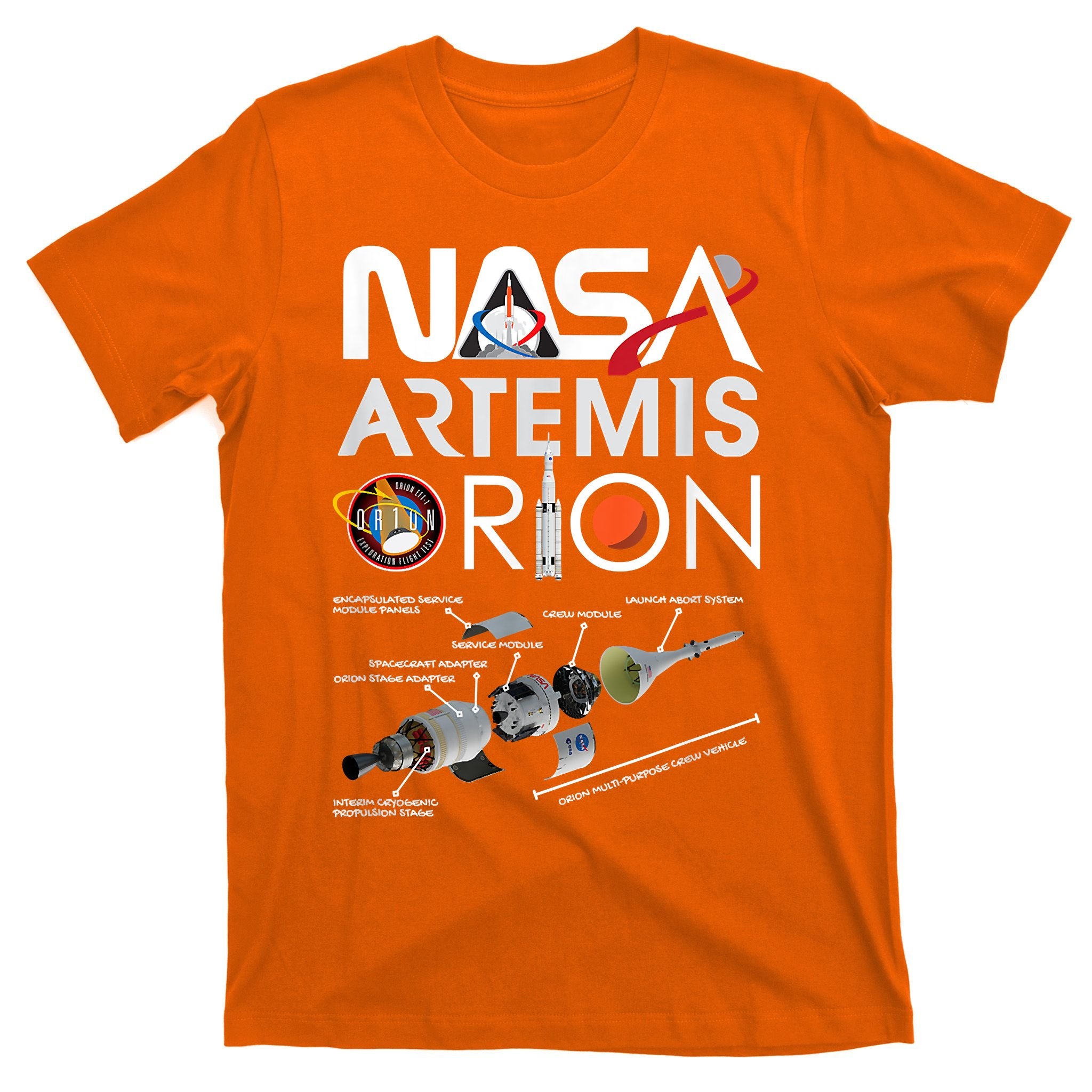 Nasa Artemis Orion Space Launch System SLS Schematics T-Shirt