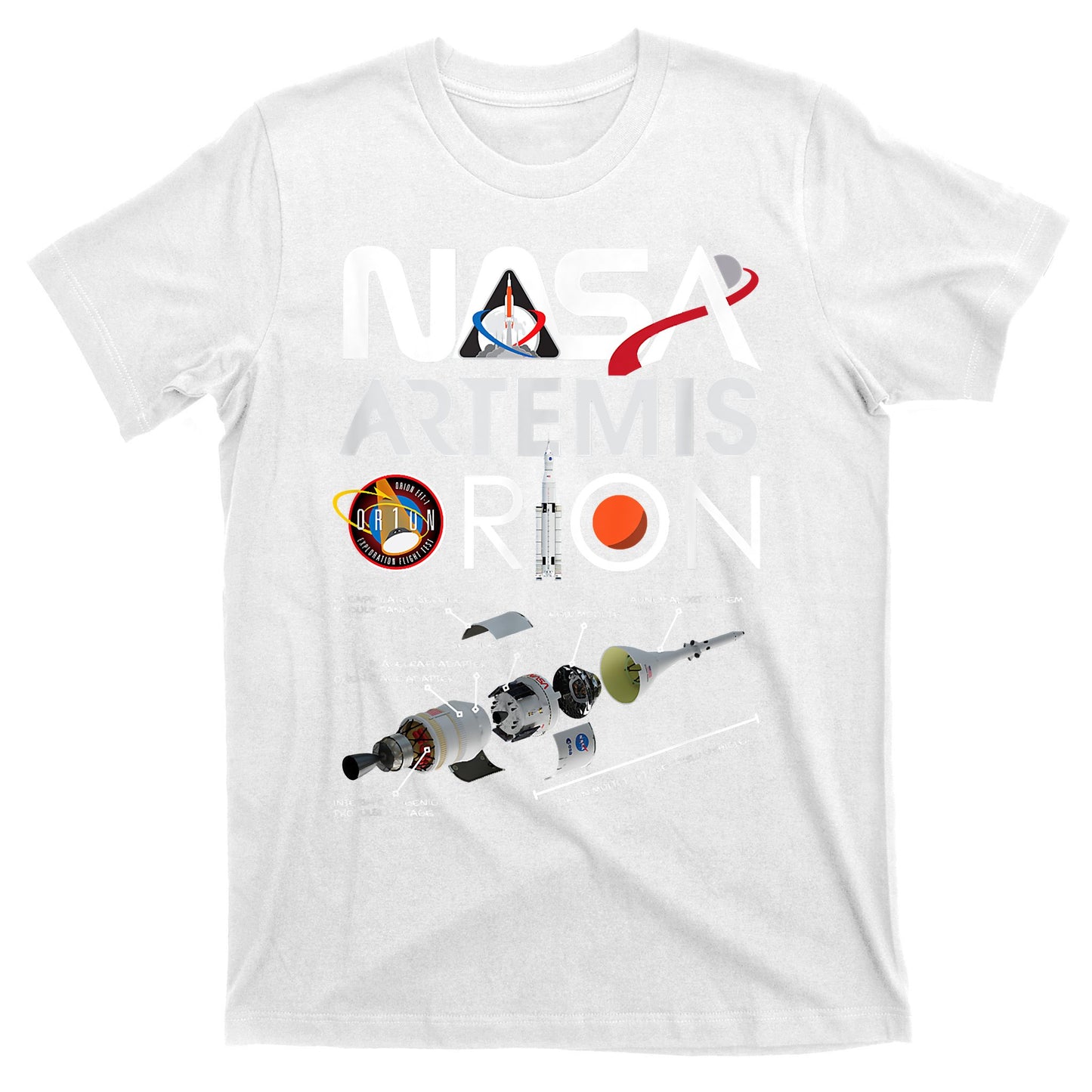 Nasa Artemis Orion Space Launch System SLS Schematics T-Shirt