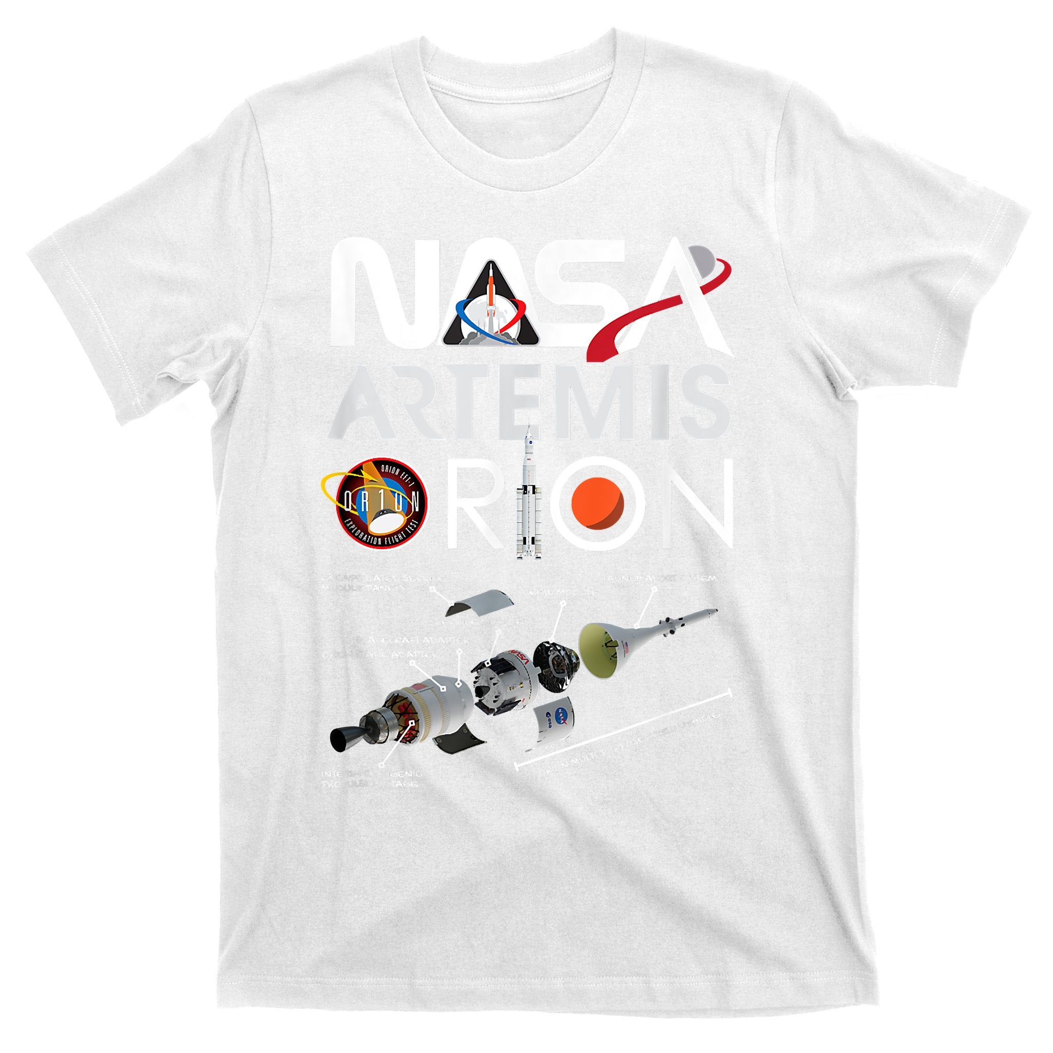 Nasa Artemis Orion Space Launch System SLS Schematics T-Shirt