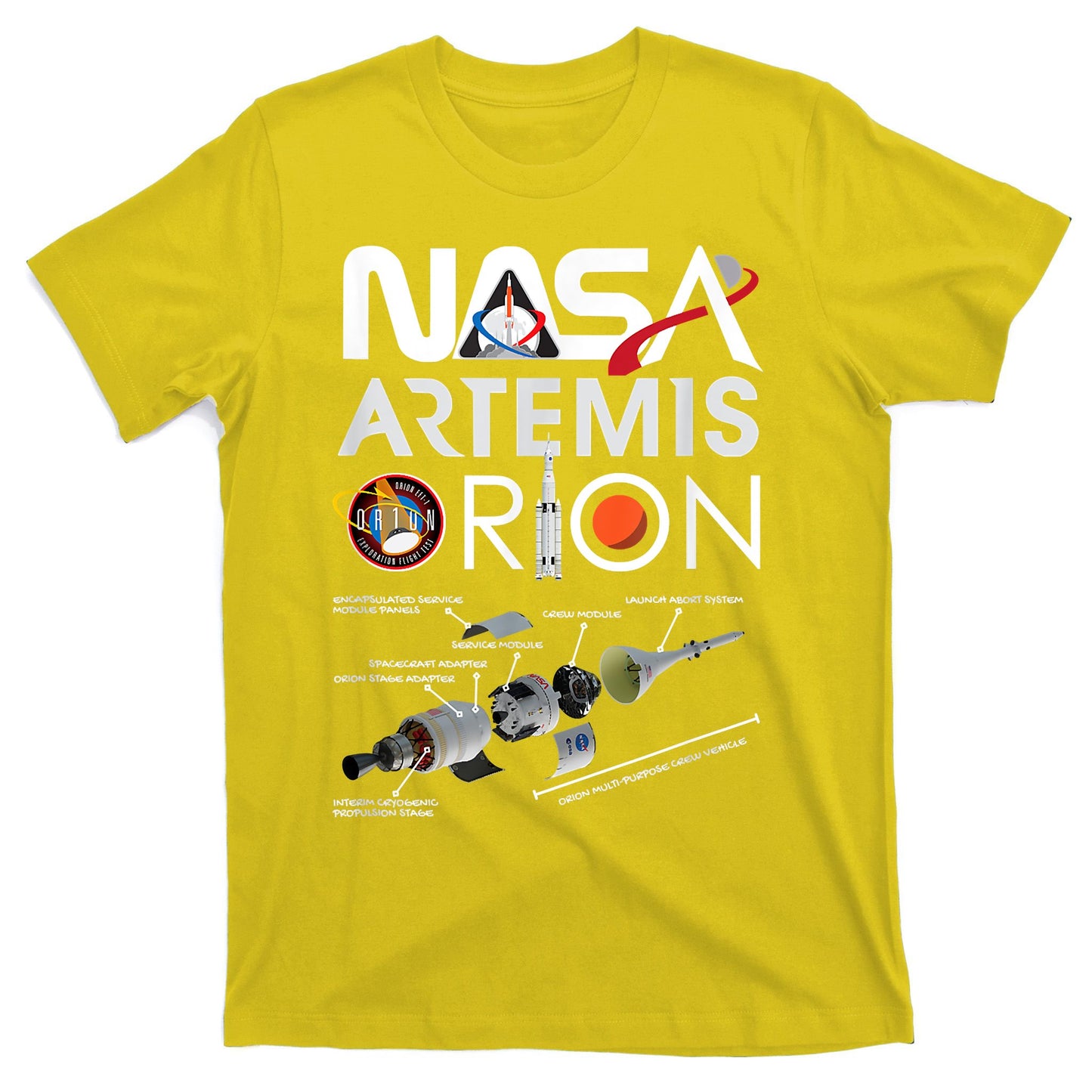 Nasa Artemis Orion Space Launch System SLS Schematics T-Shirt