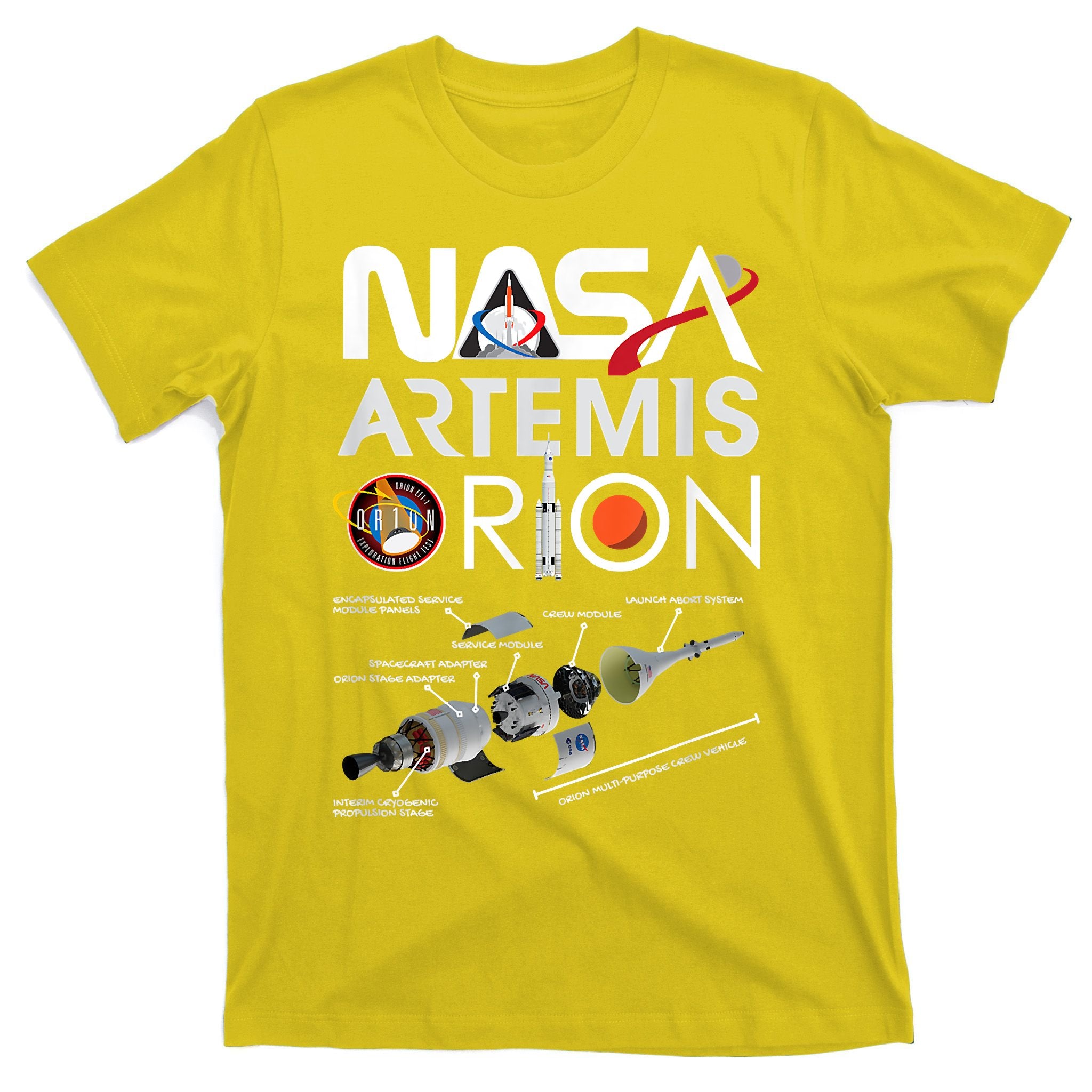 Nasa Artemis Orion Space Launch System SLS Schematics T-Shirt