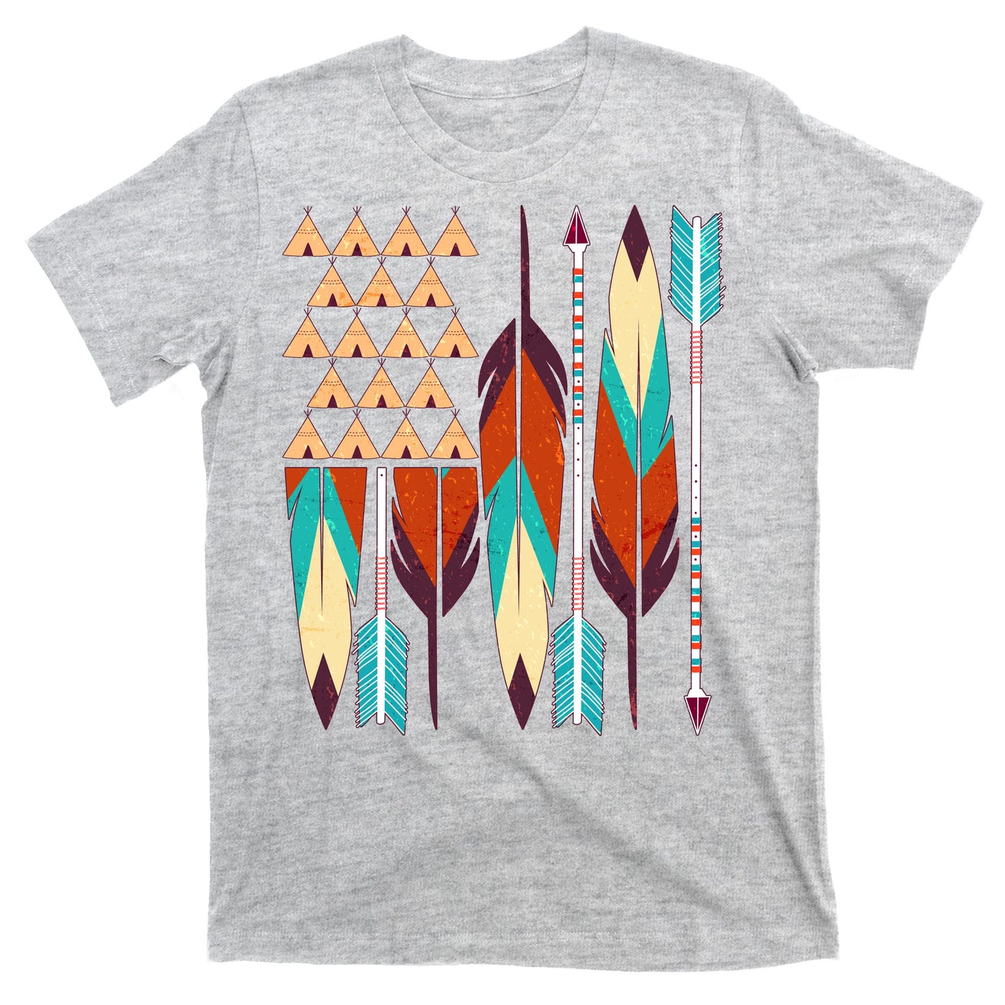 Native American Flag Feathers and Arrows T-Shirt