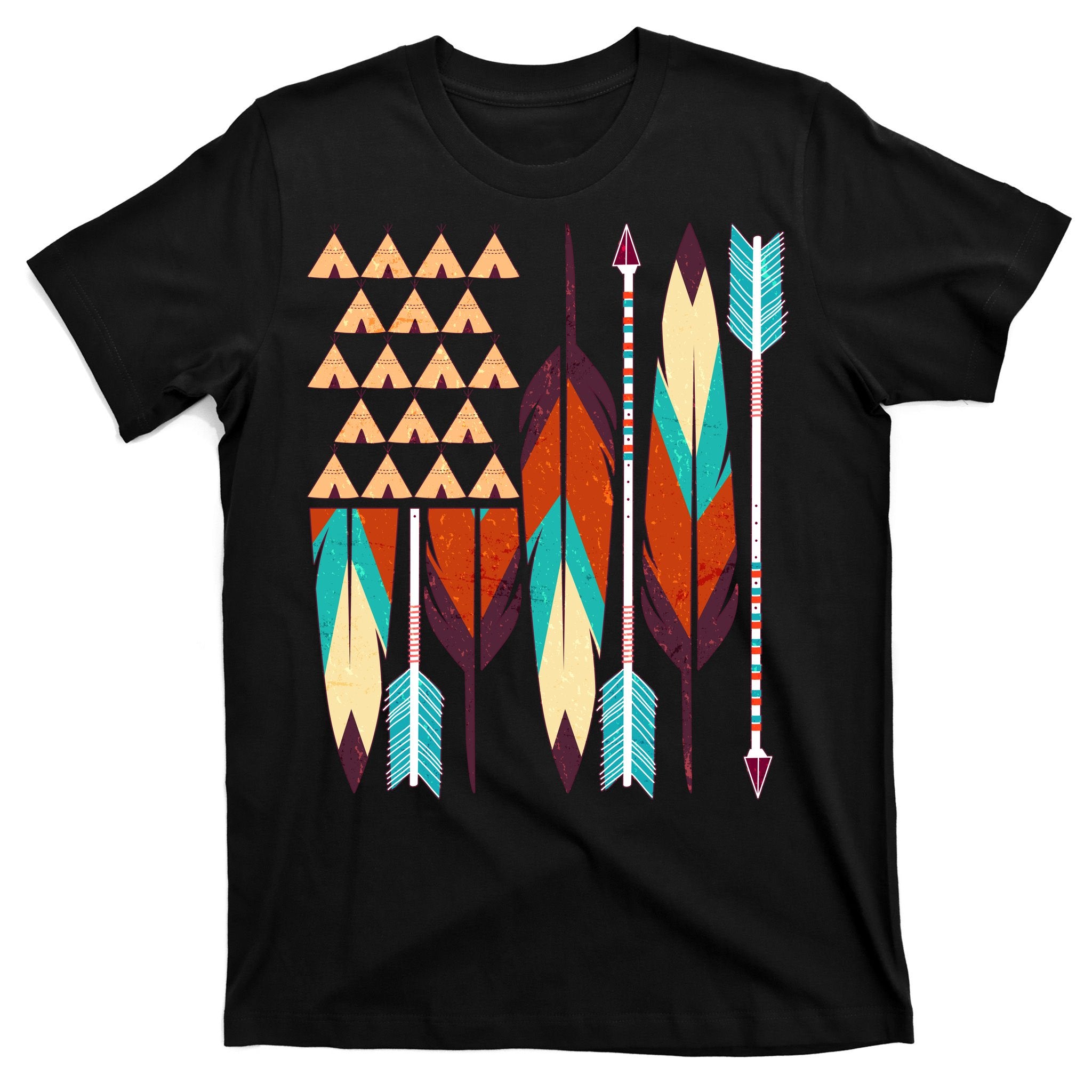 Native American Flag Feathers and Arrows T-Shirt