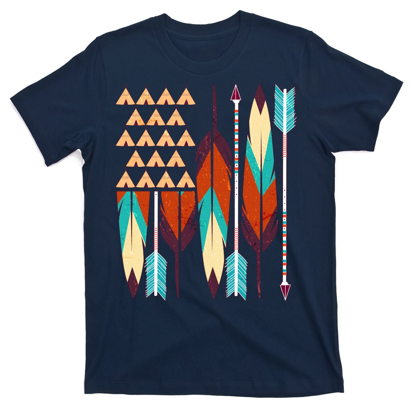 Native American Flag Feathers and Arrows T-Shirt