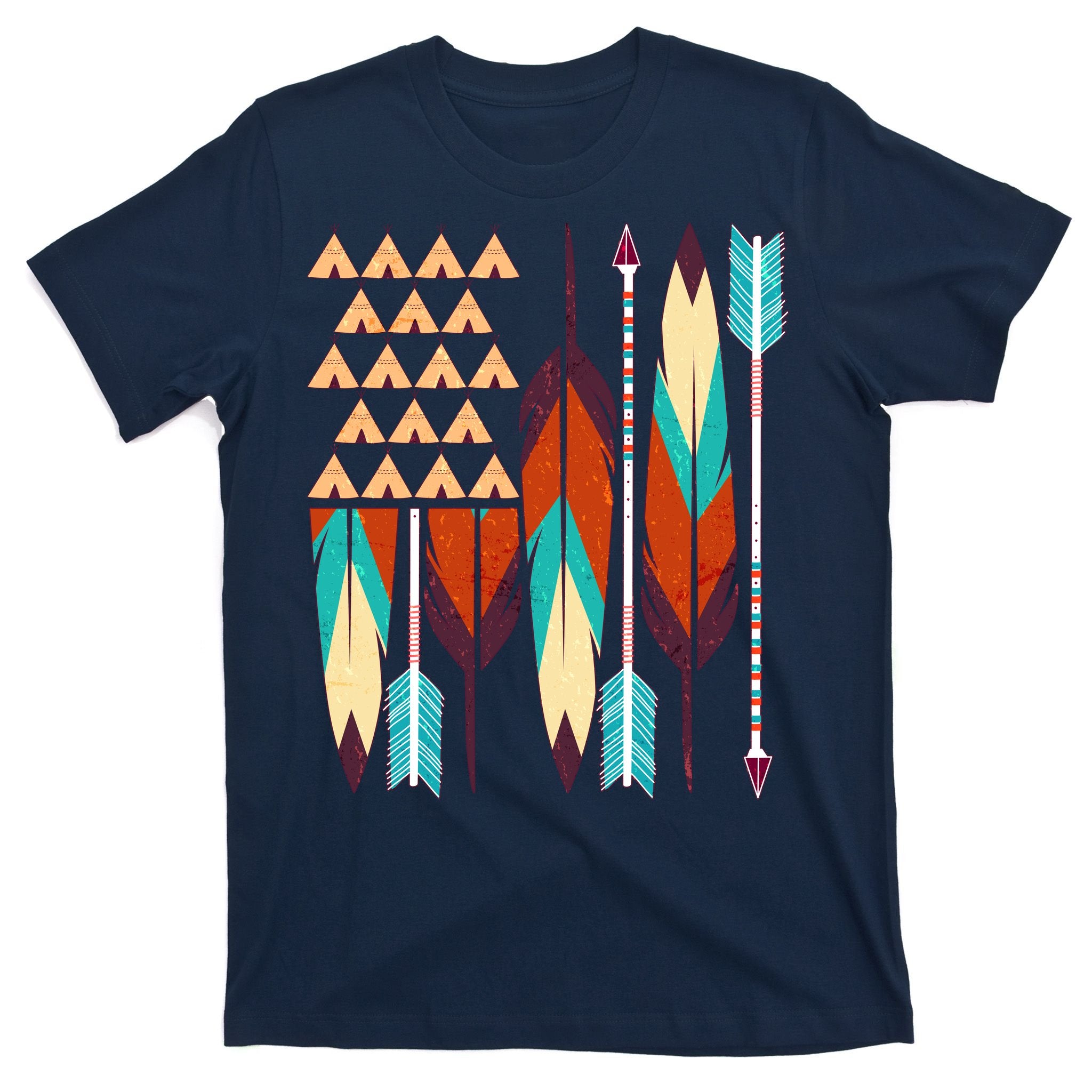 Native American Flag Feathers and Arrows T-Shirt