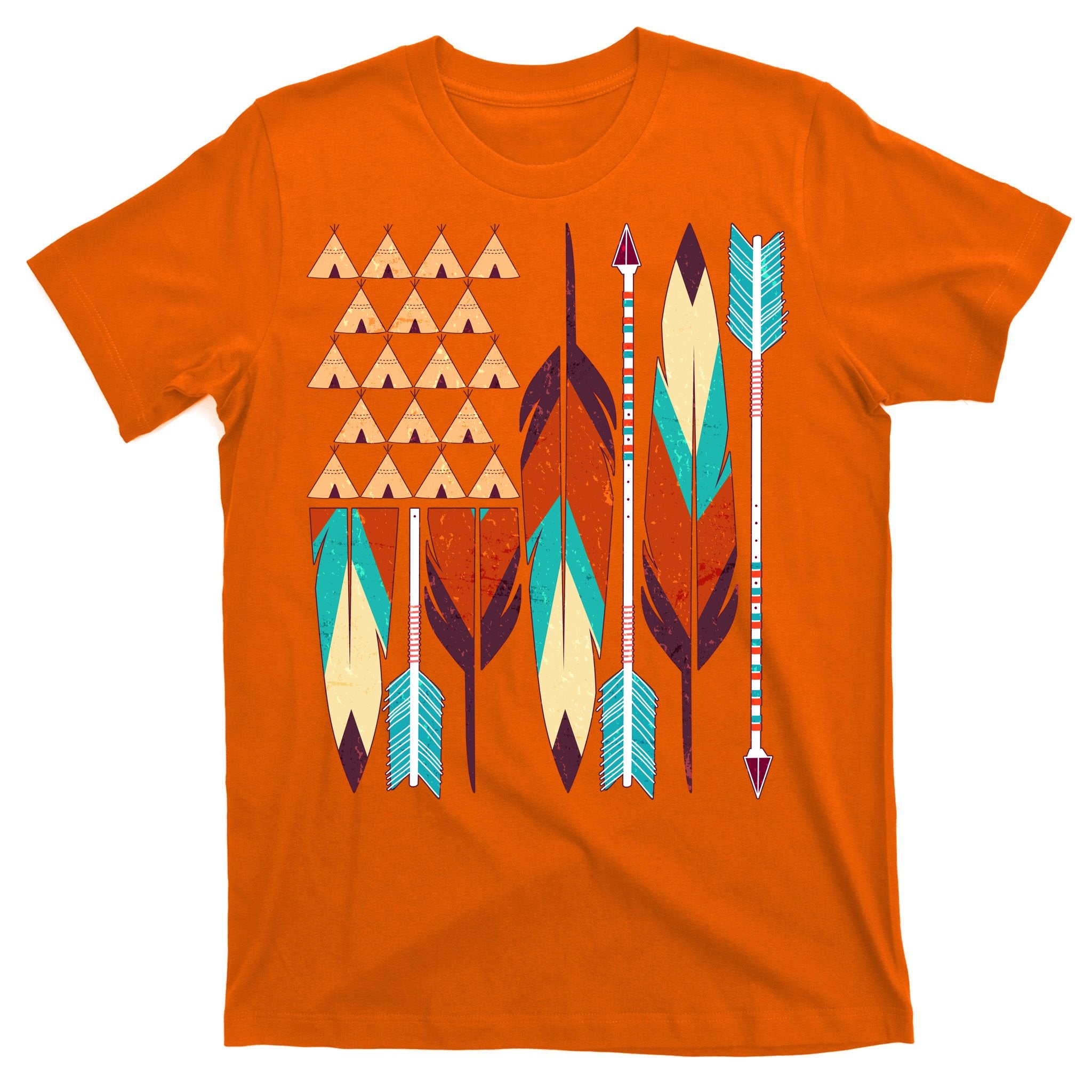 Native American Flag Feathers and Arrows T-Shirt