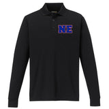 NE New England Massachusetts College Letters Football Fan Block Letters Performance Long Sleeve Polo
