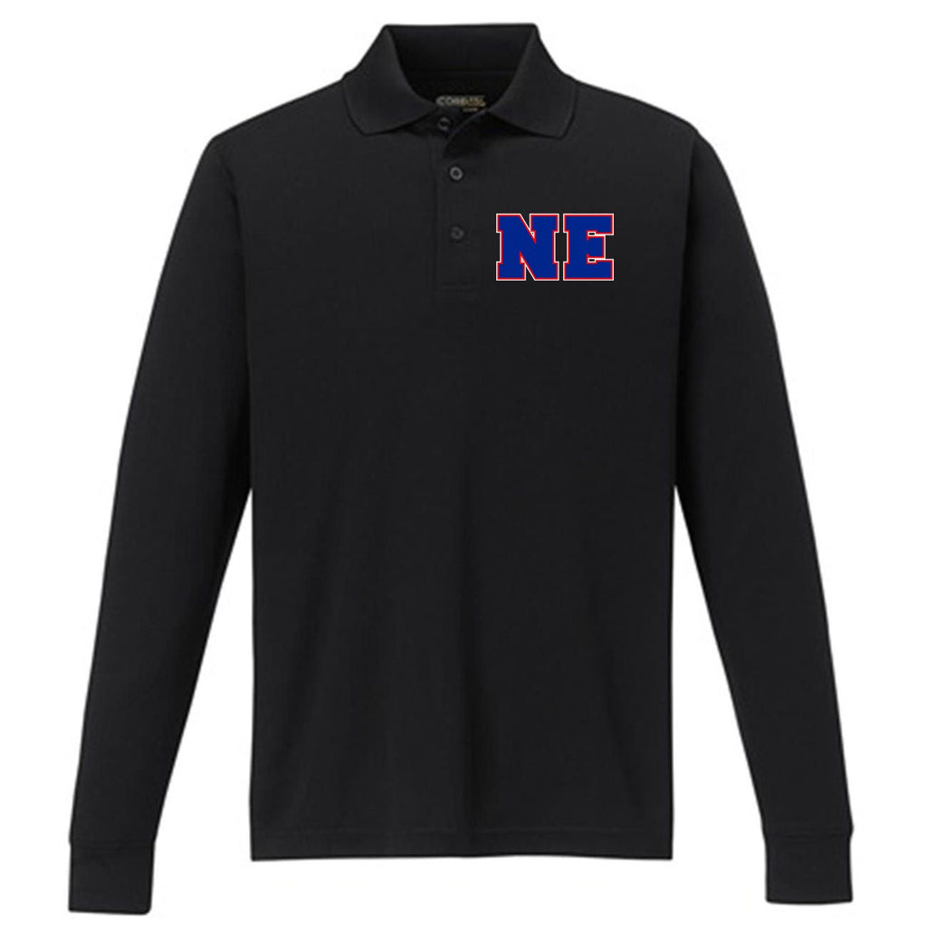 NE New England Massachusetts College Letters Football Fan Block Letters Performance Long Sleeve Polo