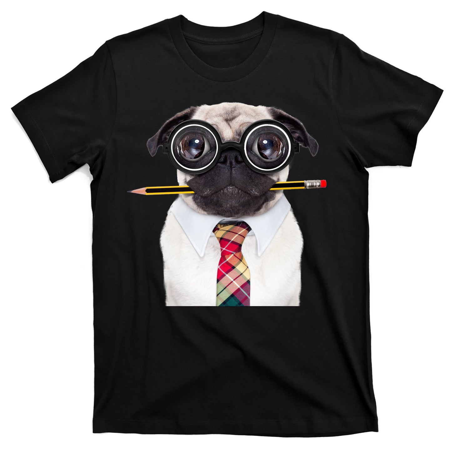 Nerdy Pug Dog With Glasses T-Shirt