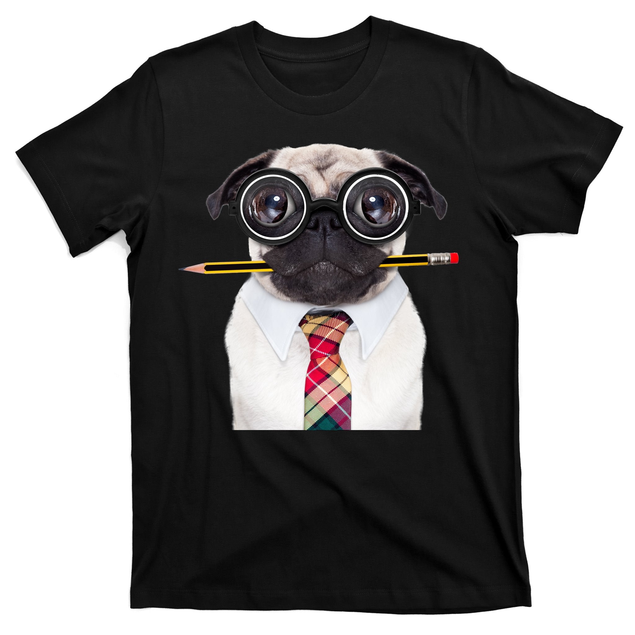 Nerdy Pug Dog With Glasses T-Shirt